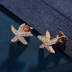 Starfish Pave Swarovski Crystal Stud Earrings in Sterling Silver