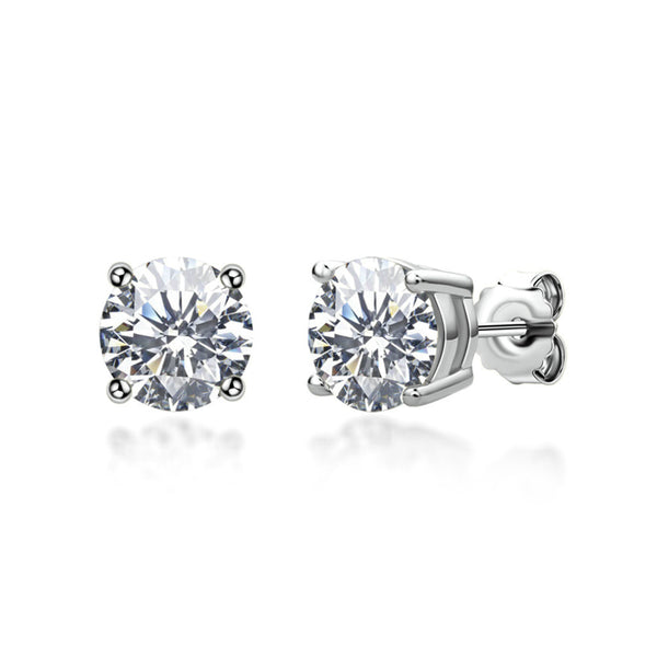 4-Prong 1CTW Moissanite Round Solitaire Earring Studs