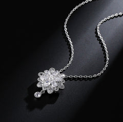 Charming Flower CZ Diamond Pendant Necklace