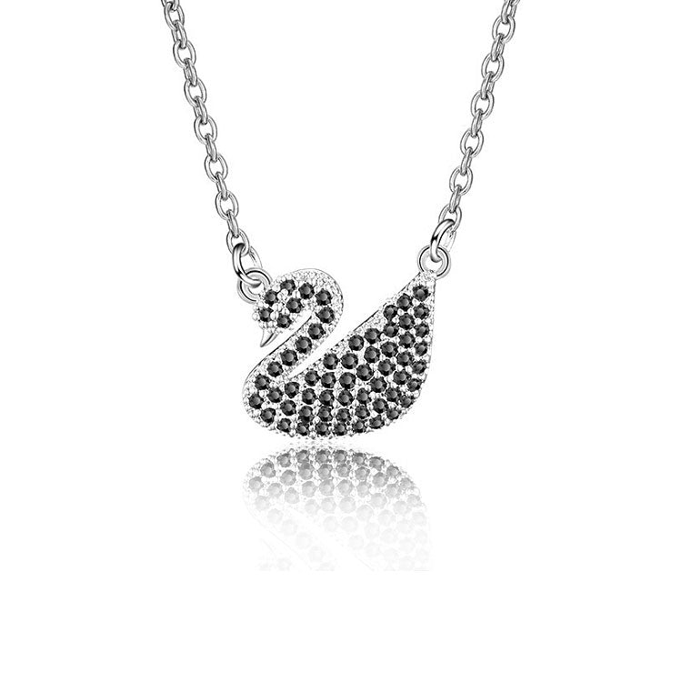 MyKay Black Swan Necklace with Swarovski elements