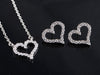 Love Heart CZ Diamond Necklace & Sterling Silver Prongs Earrings Jewelry Set