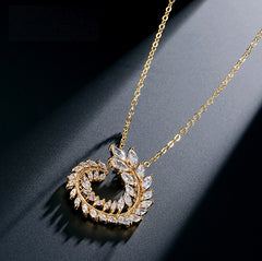 Modern Wreath Marquise Pendant CZ Diamond Necklace