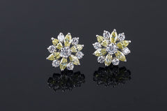MyKay Beautiful Flower CZ Diamond Stud Earrings