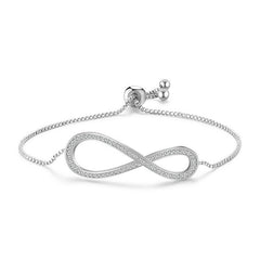 MyKay Adjustable Infinity Swarovski Crystal Bracelet Silver