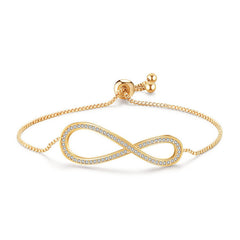 MyKay Adjustable Infinity Swarovski Crystal Bracelet Yellow Gold