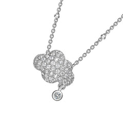 Single Cloud Pendant CZ Diamond Necklace in Sterling Silver