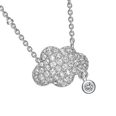 Single Cloud Pendant CZ Diamond Necklace in Sterling Silver